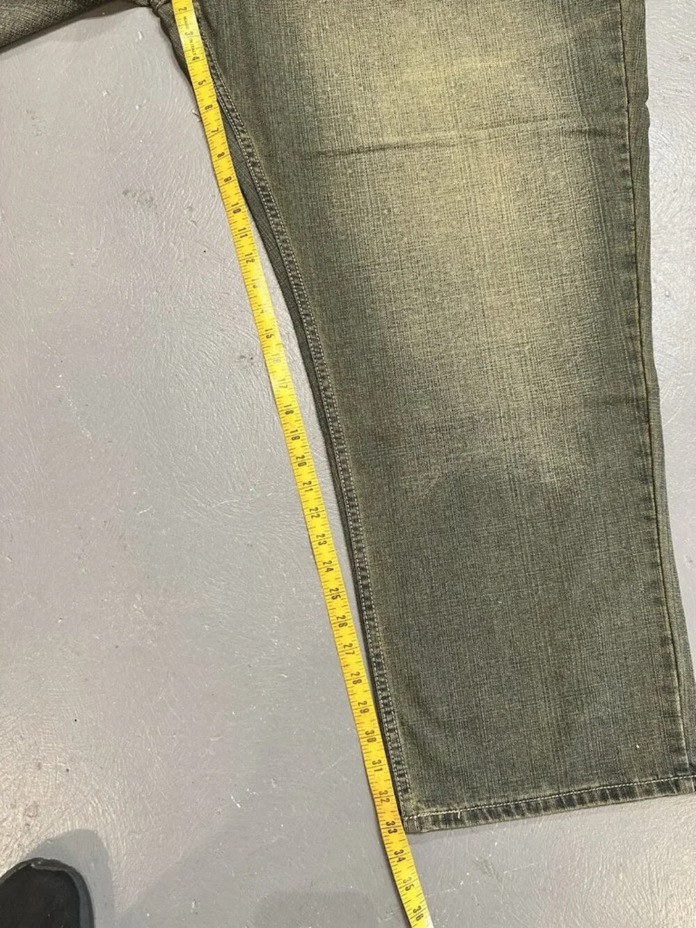 Royal Blue Brand Denim Jeans Men 58 x 34 Relaxed Big & Tall Olive Green Wash
